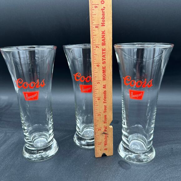 Vintage Coors Banquet Pilsners Glasses 7 inch set of 3 - Picture 4 of 9